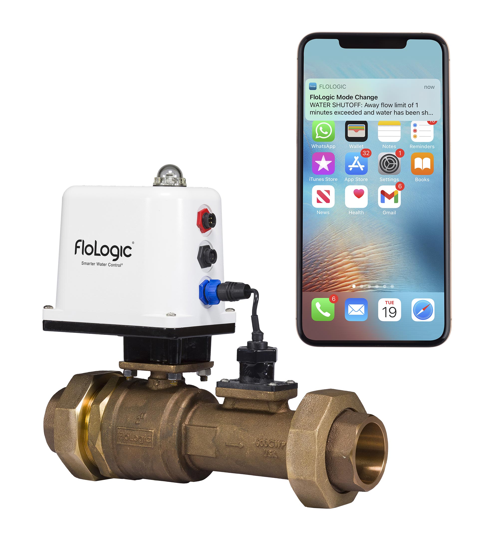 FloLogic_system_with_iPhone_notification FloLogic 1 Inch System with App Control